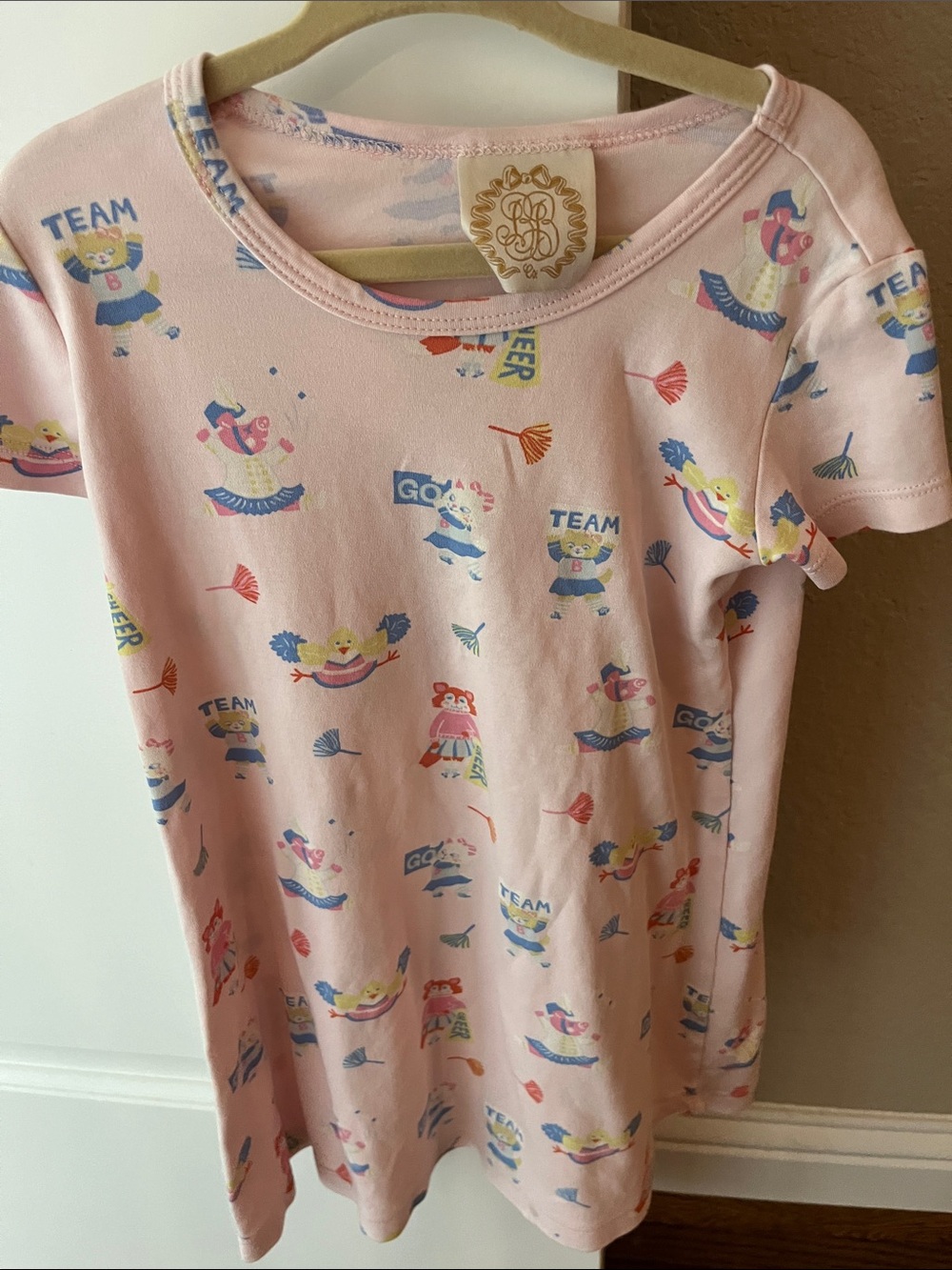 Pink Girls'  Cotton Dress with cheer print - Playful Print